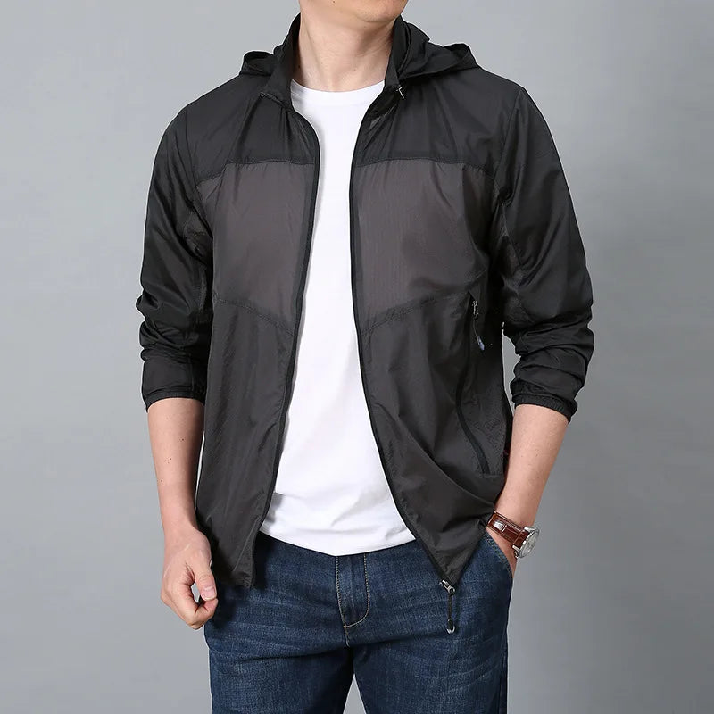 Mens Ultra Thin Jacket Lightweight Hooded Sun-protection Coat