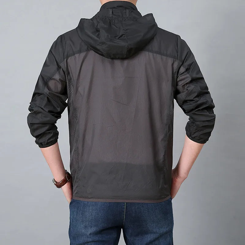 Mens Ultra Thin Jacket Lightweight Hooded Sun-protection Coat