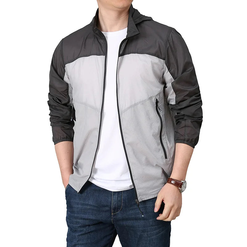 Mens Ultra Thin Jacket Lightweight Hooded Sun-protection Coat