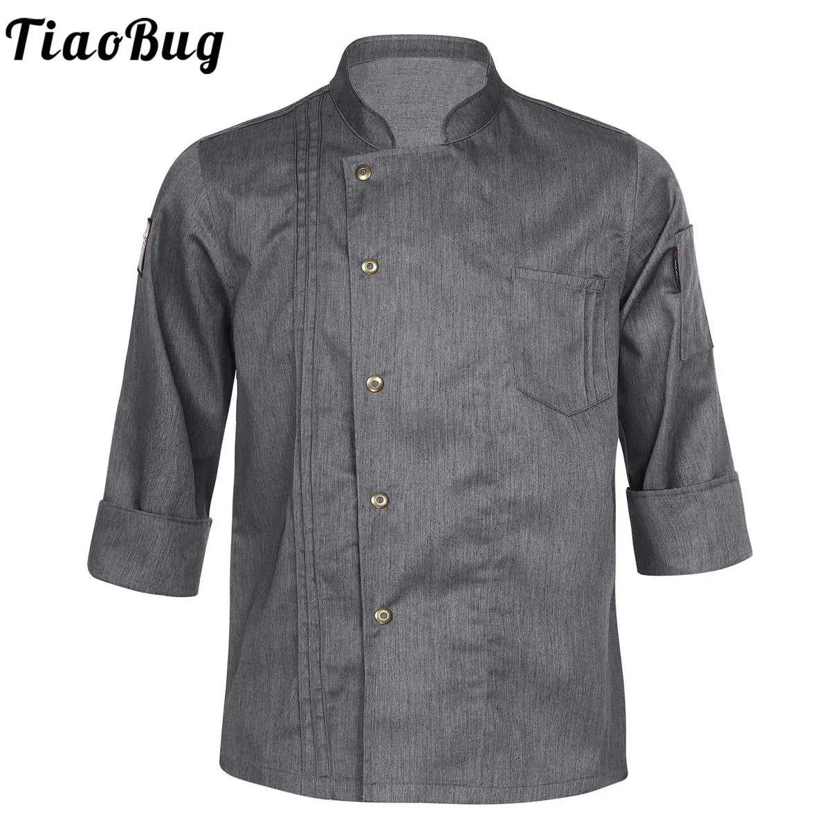 Mens Womens Stylish Chef Jacket Stand Collar Long