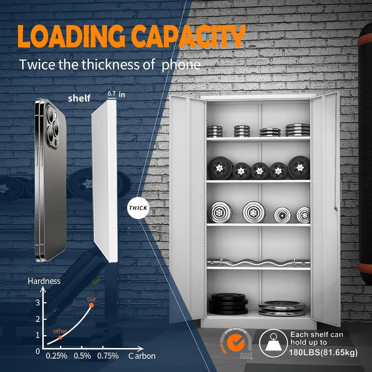 Metal Garage Storage Cabinet with Locking Doors and