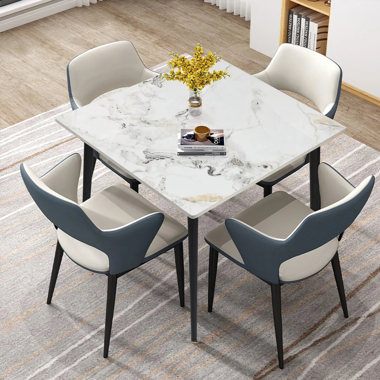 Mid-Century Slate Kitchen Dining Table with Sintered Stone