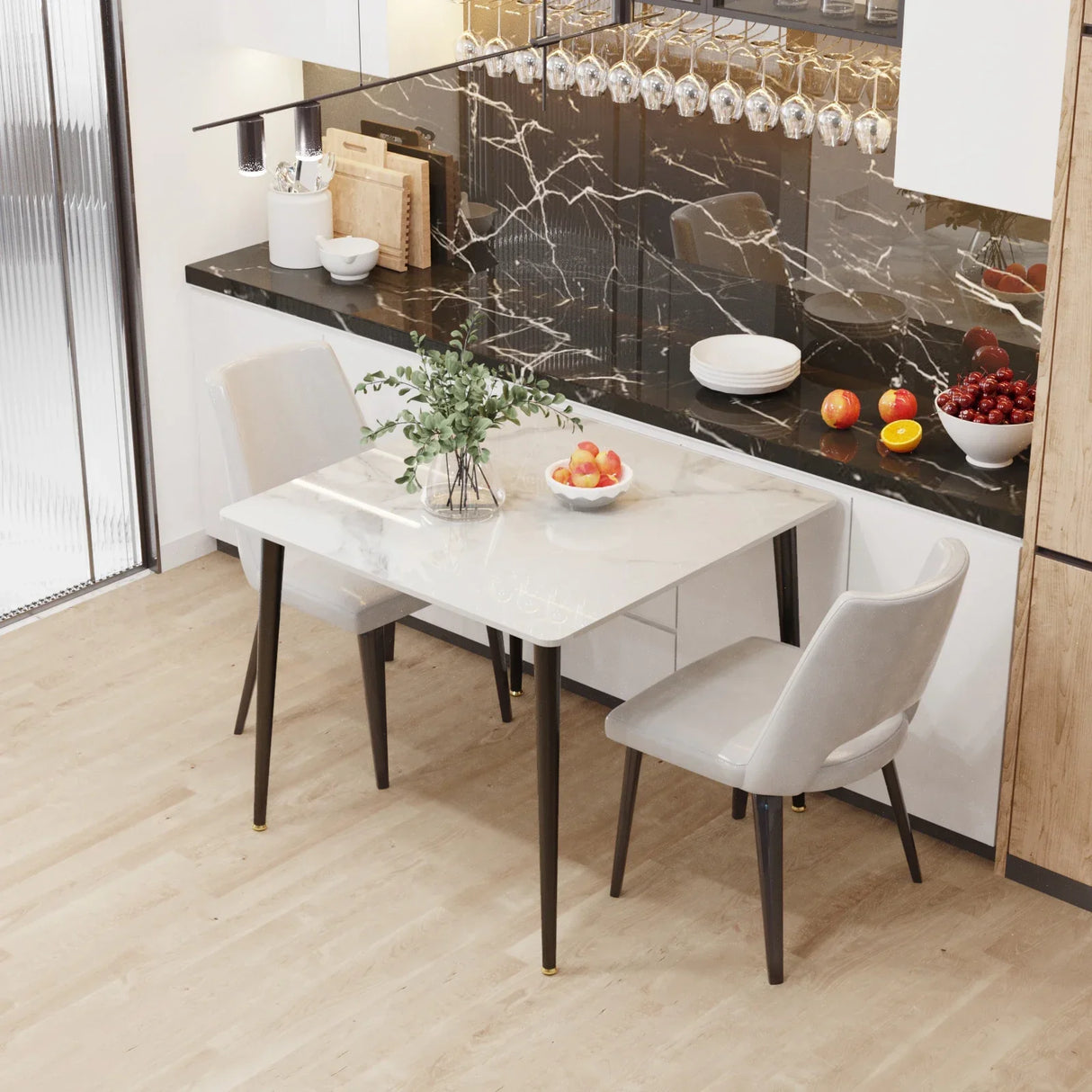 Mid-Century Slate Kitchen Dining Table with Sintered Stone