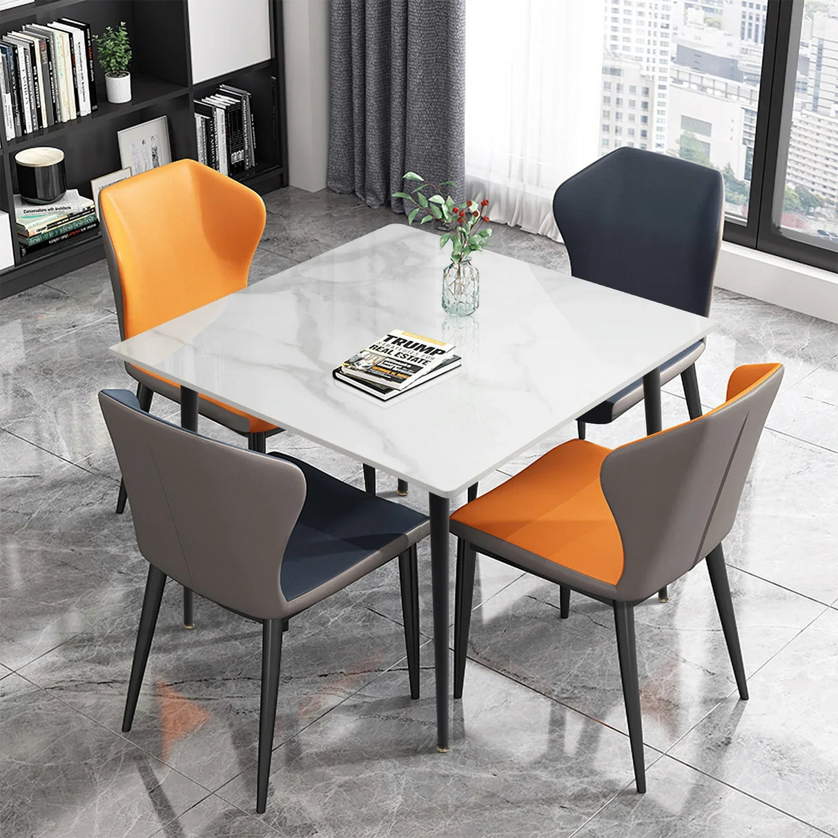 Mid-Century Slate Kitchen Dining Table with Sintered Stone