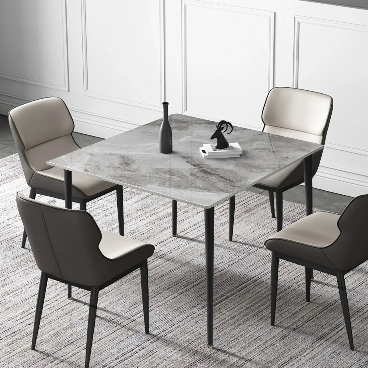 Mid-Century Slate Kitchen Dining Table with Sintered Stone