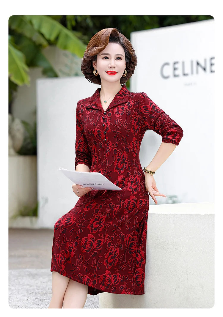 Middle-Aged And Elderly Female Autumn Jacquard Flower lapel