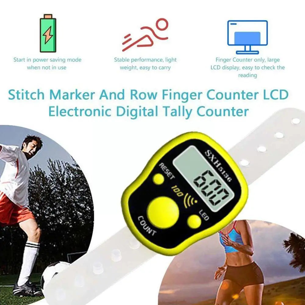 Mini Stitch Finger Counter Pedometer Rows Knitting Hands