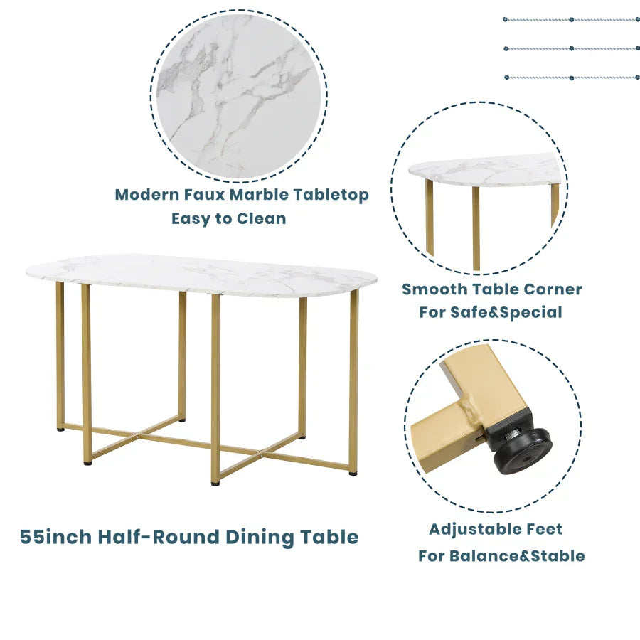 Modern 7-Piece Dining Table Set with Faux Marble