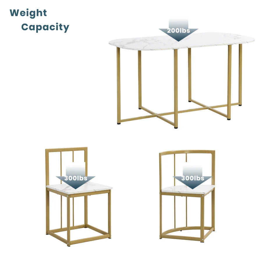 Modern 7-Piece Dining Table Set with Faux Marble