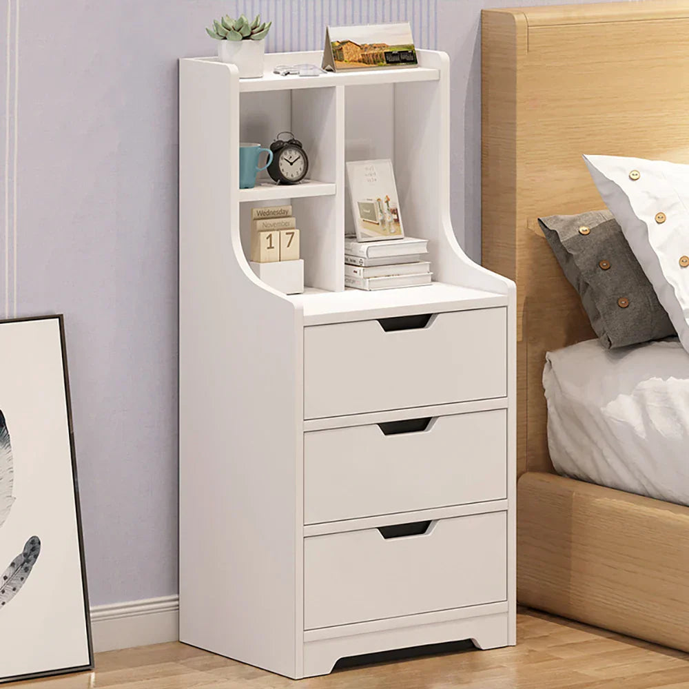 Modern Bedroom Storage Bedside Table White Dresser Organizer