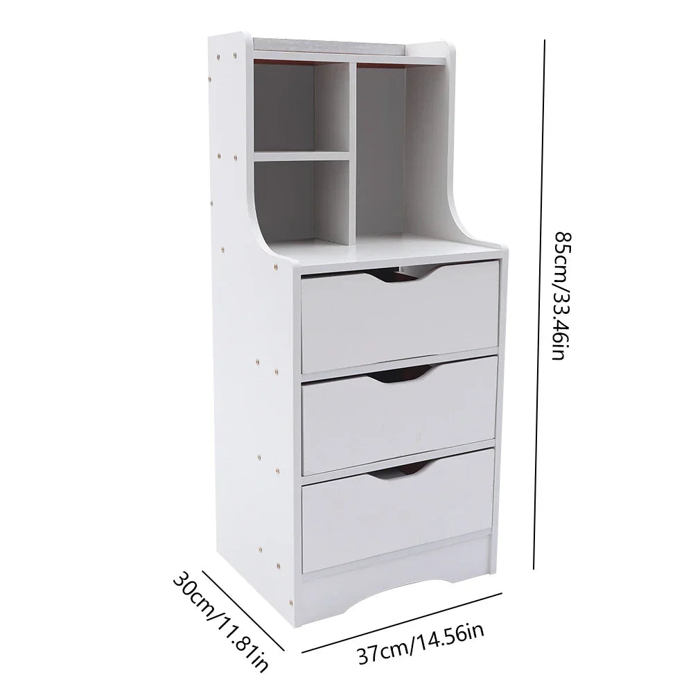 Modern Bedroom Storage Bedside Table White Dresser Organizer