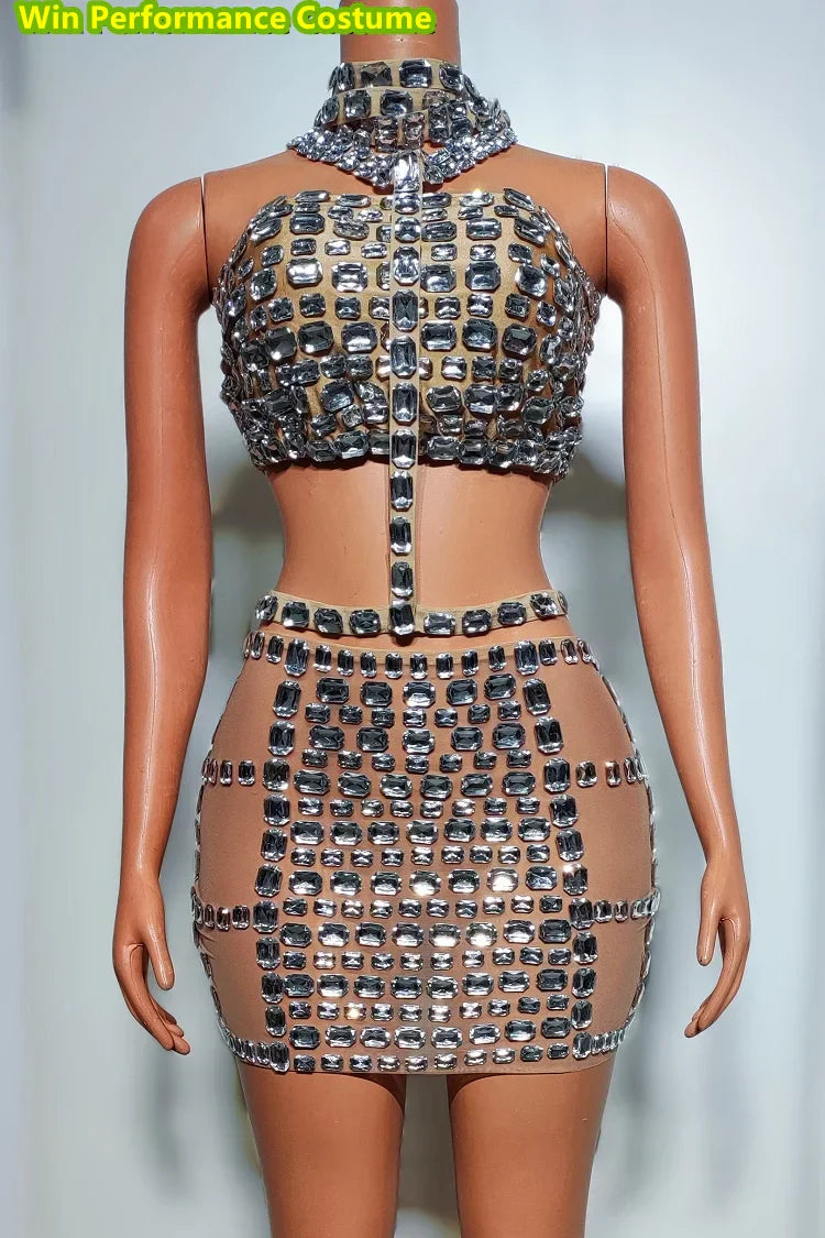 Momo Fashion Hot Diamond Tight Hanging Neck Wrapped