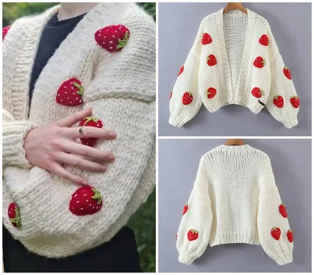 MosiMolly Cardigan Women Sweater Handmade Flower Sweater Cardigan
