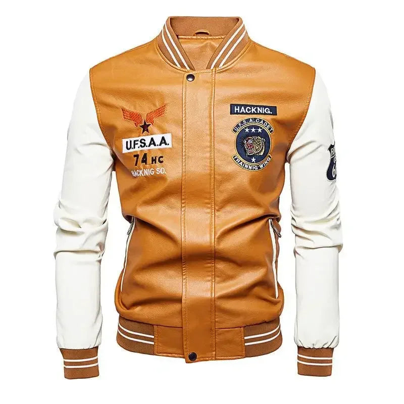 Moto Leather Jackets men Slim Fit PU Coats