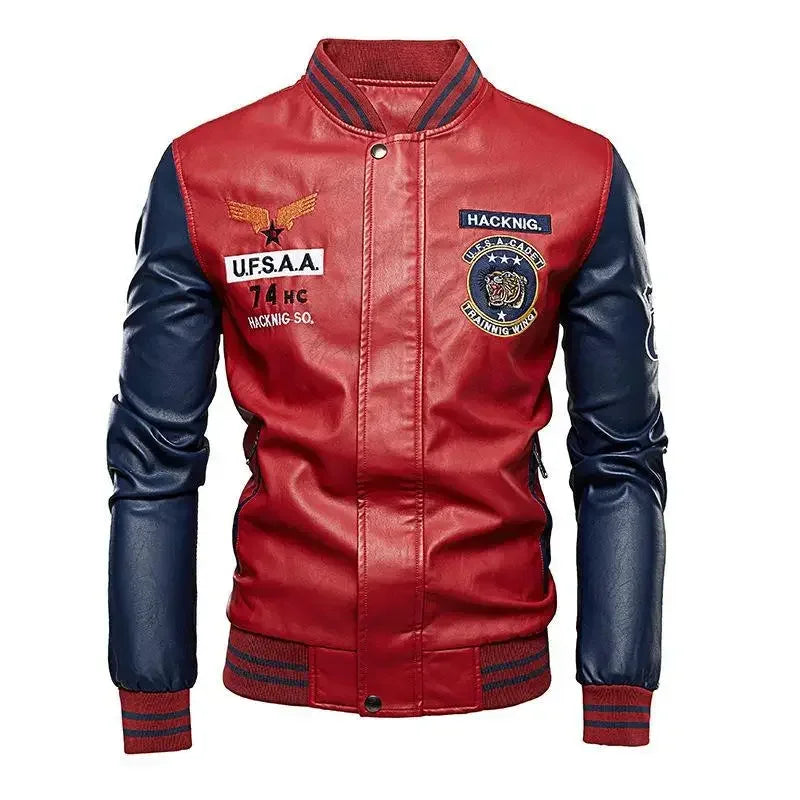 Moto Leather Jackets men Slim Fit PU Coats