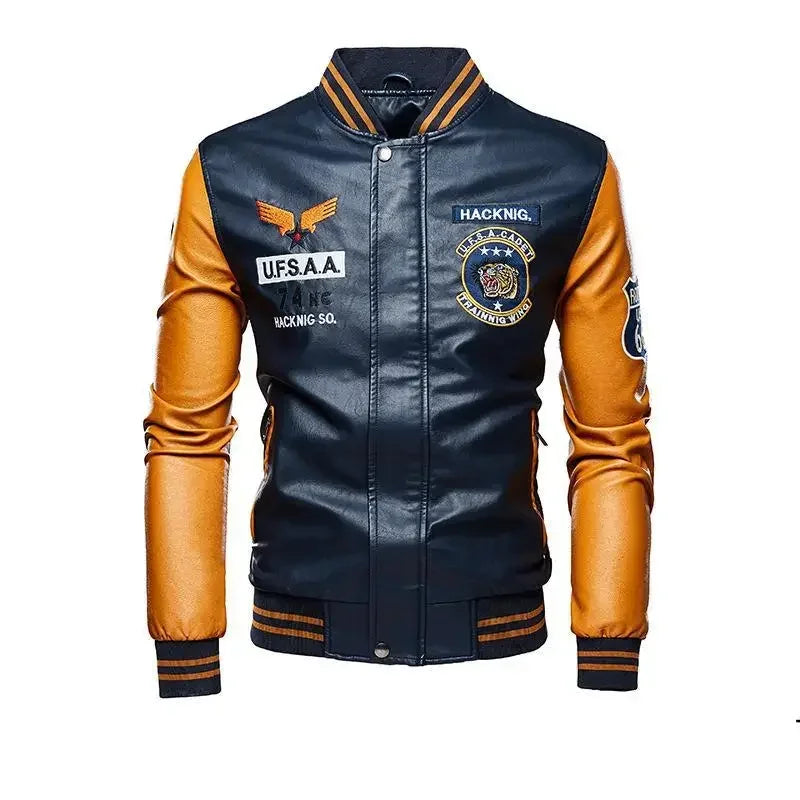 Moto Leather Jackets men Slim Fit PU Coats