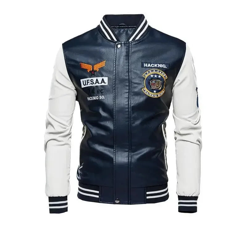 Moto Leather Jackets men Slim Fit PU Coats
