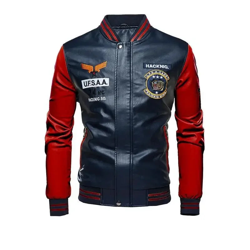 Moto Leather Jackets men Slim Fit PU Coats