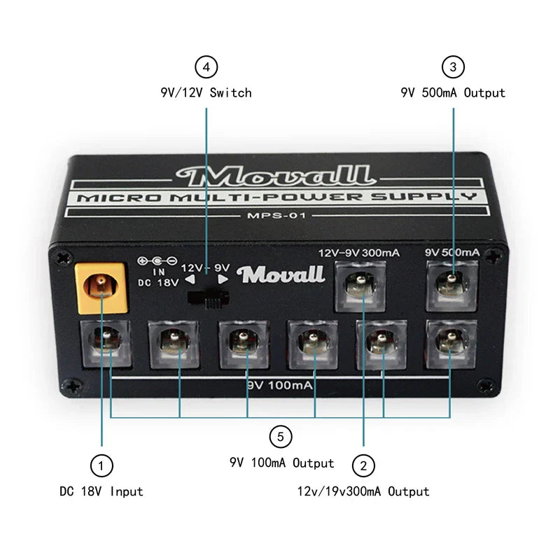 Movall Guitar Pedal Power Supply 8 Isolated Output