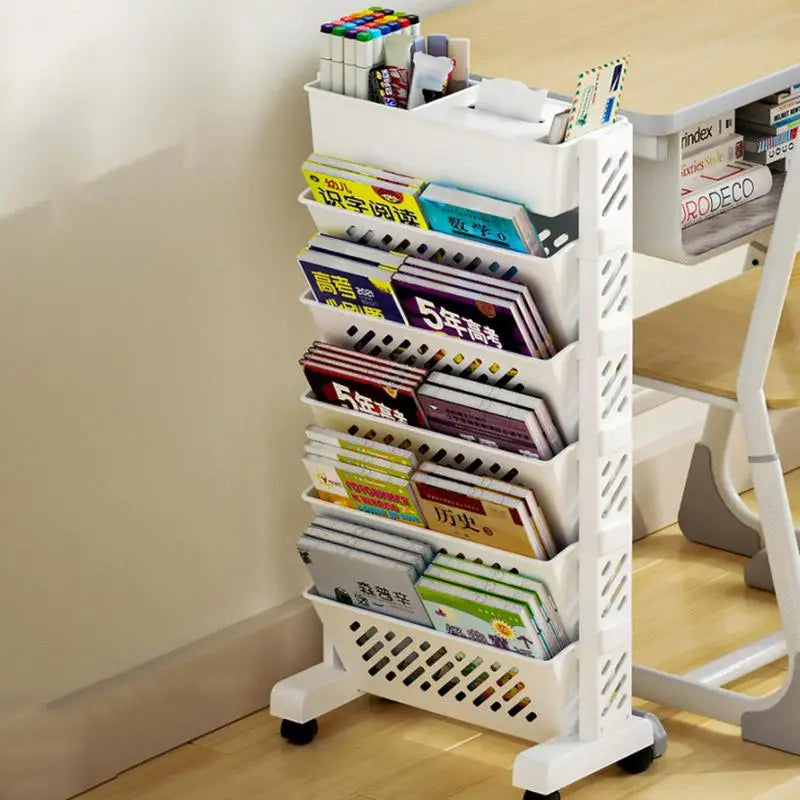 Multi-layer Mobile Bookshelf Student Book Removable Storage Shelf