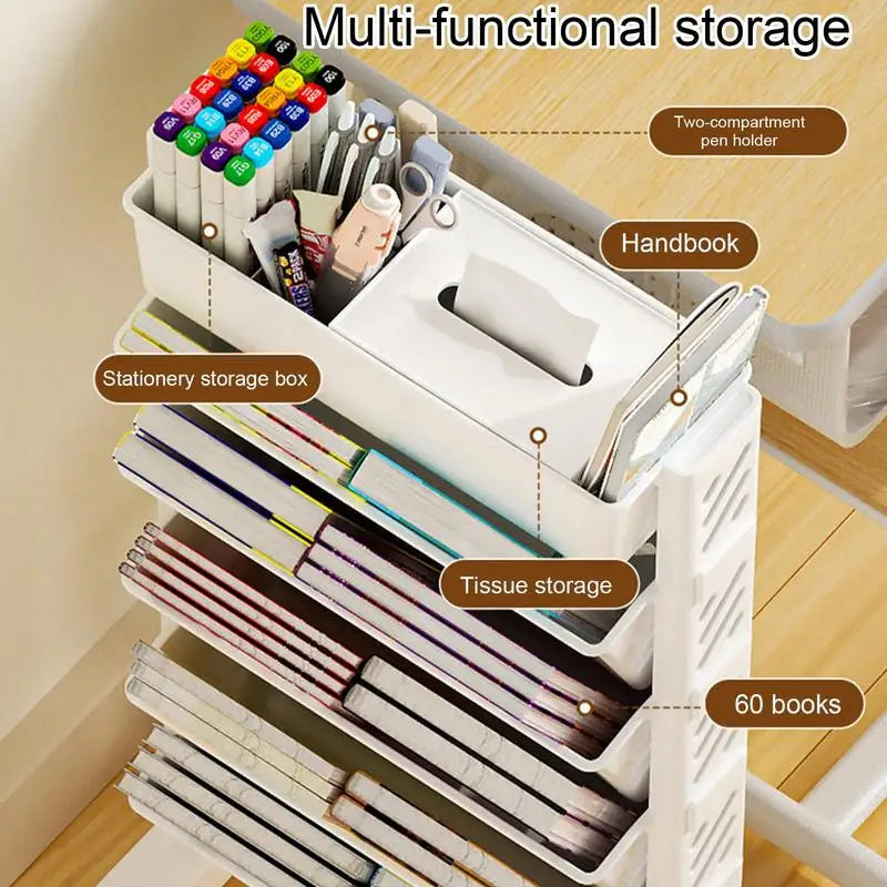 Multi-layer Mobile Bookshelf Student Book Removable Storage Shelf