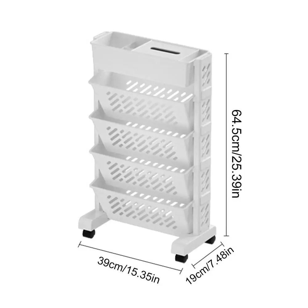 Multi-layer Mobile Bookshelf Student Book Removable Storage Shelf