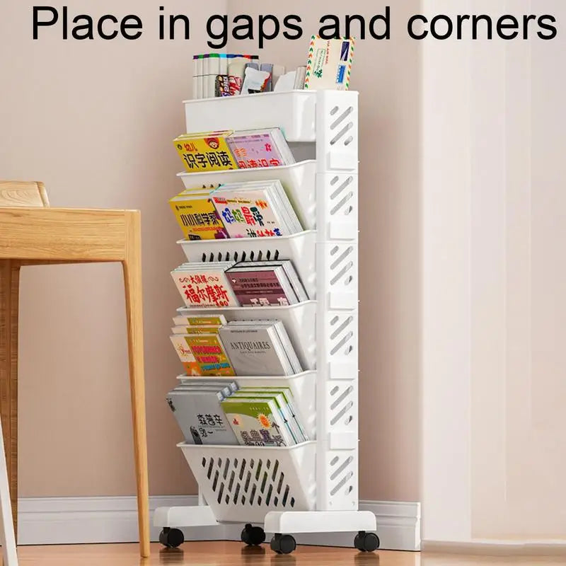 Multi-layer Mobile Bookshelf Student Book Removable Storage Shelf