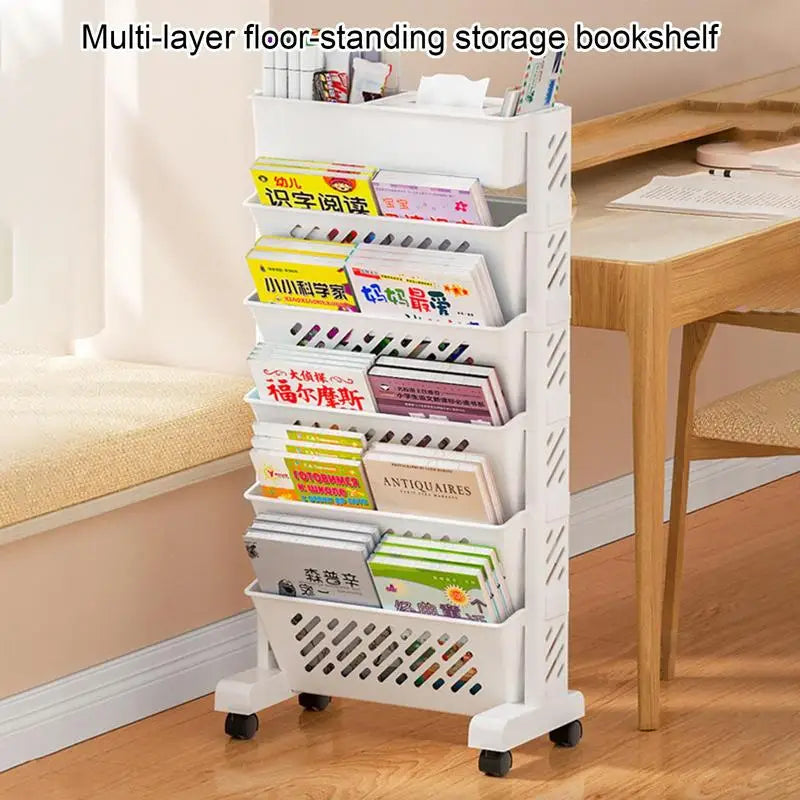 Multi-layer Mobile Bookshelf Student Book Removable Storage Shelf