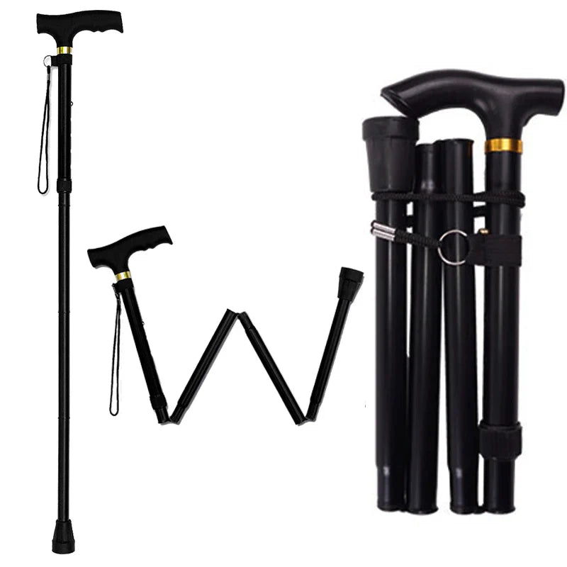 Multifunction Walking Stick Trekking Poles Telescopic Fold Crutches