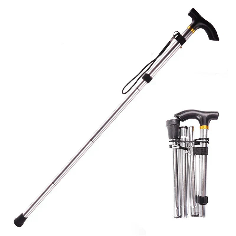 Multifunction Walking Stick Trekking Poles Telescopic Fold Crutches