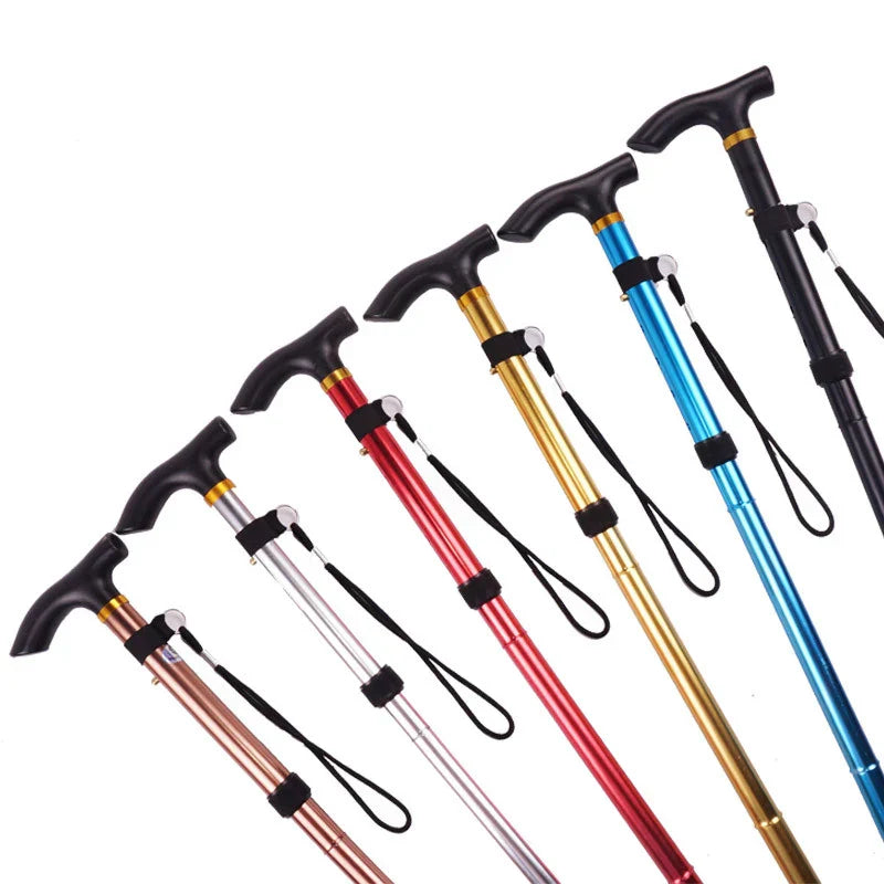 Multifunction Walking Stick Trekking Poles Telescopic Fold Crutches