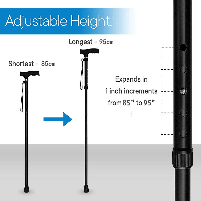 Multifunction Walking Stick Trekking Poles Telescopic Fold Crutches