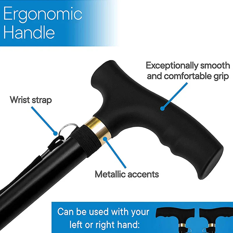 Multifunction Walking Stick Trekking Poles Telescopic Fold Crutches