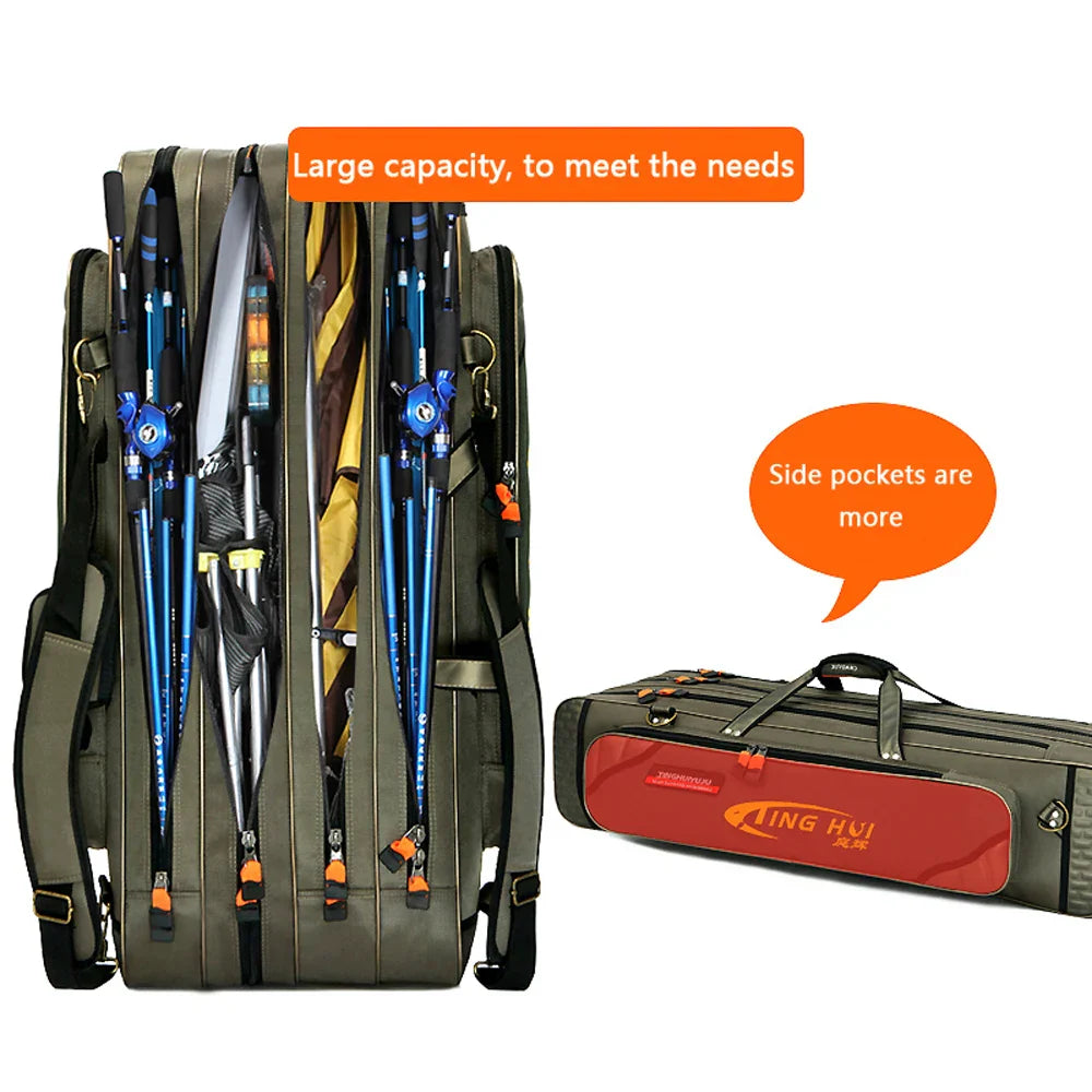 Multifunctional Hard Spinning Fishing Rod Bag 2/3/4 Layers