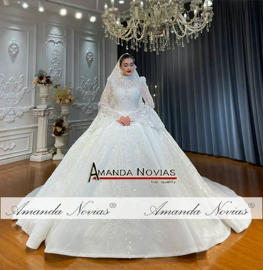 NS4714 Amanda Novias Puffy Flor Sleeves Lace Luxury
