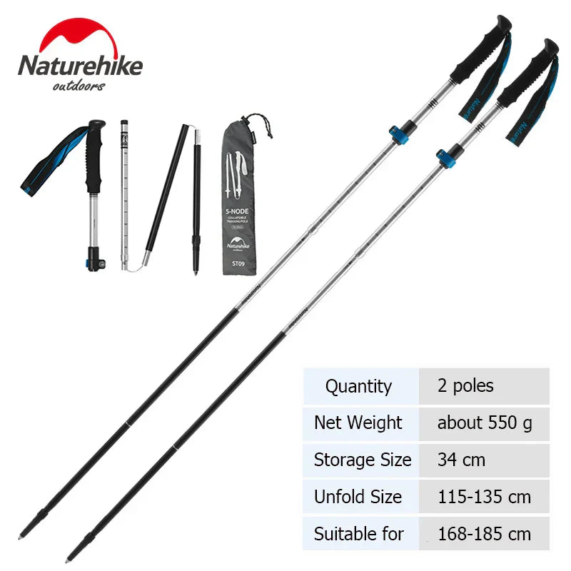 Naturehike Trekking Poles ST09 Collapsible Hiking Stick Five-section
