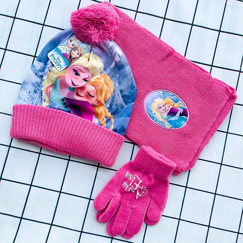 New Autumn Winter Cute Children Anna Elsa Pink
