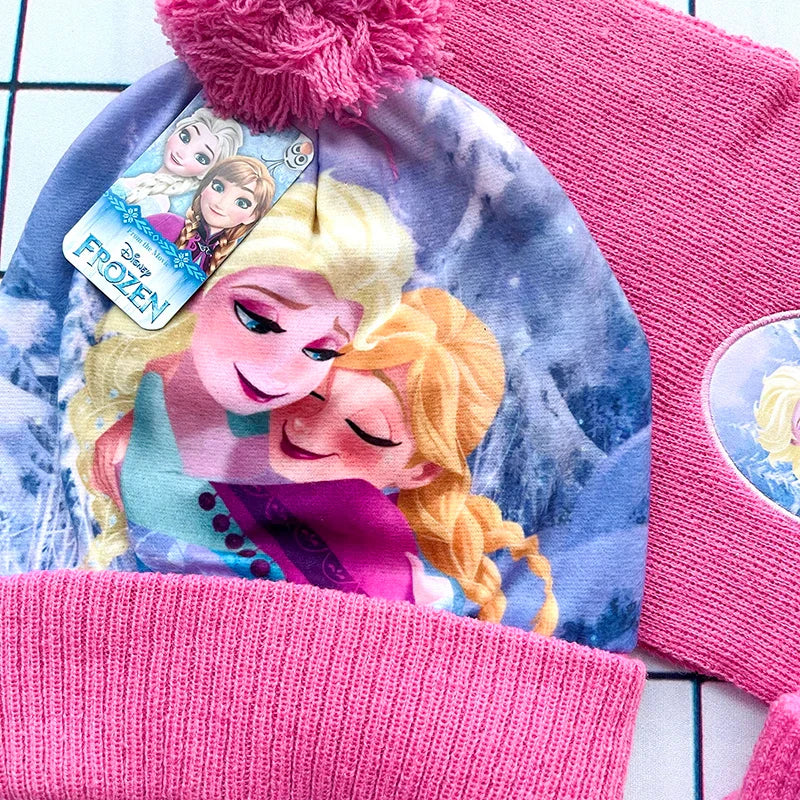 New Autumn Winter Cute Children Anna Elsa Pink