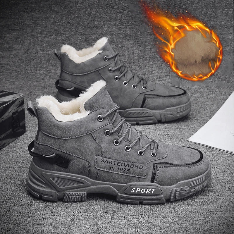 New Boots Men Winter Fashion Plush Shoes Snow