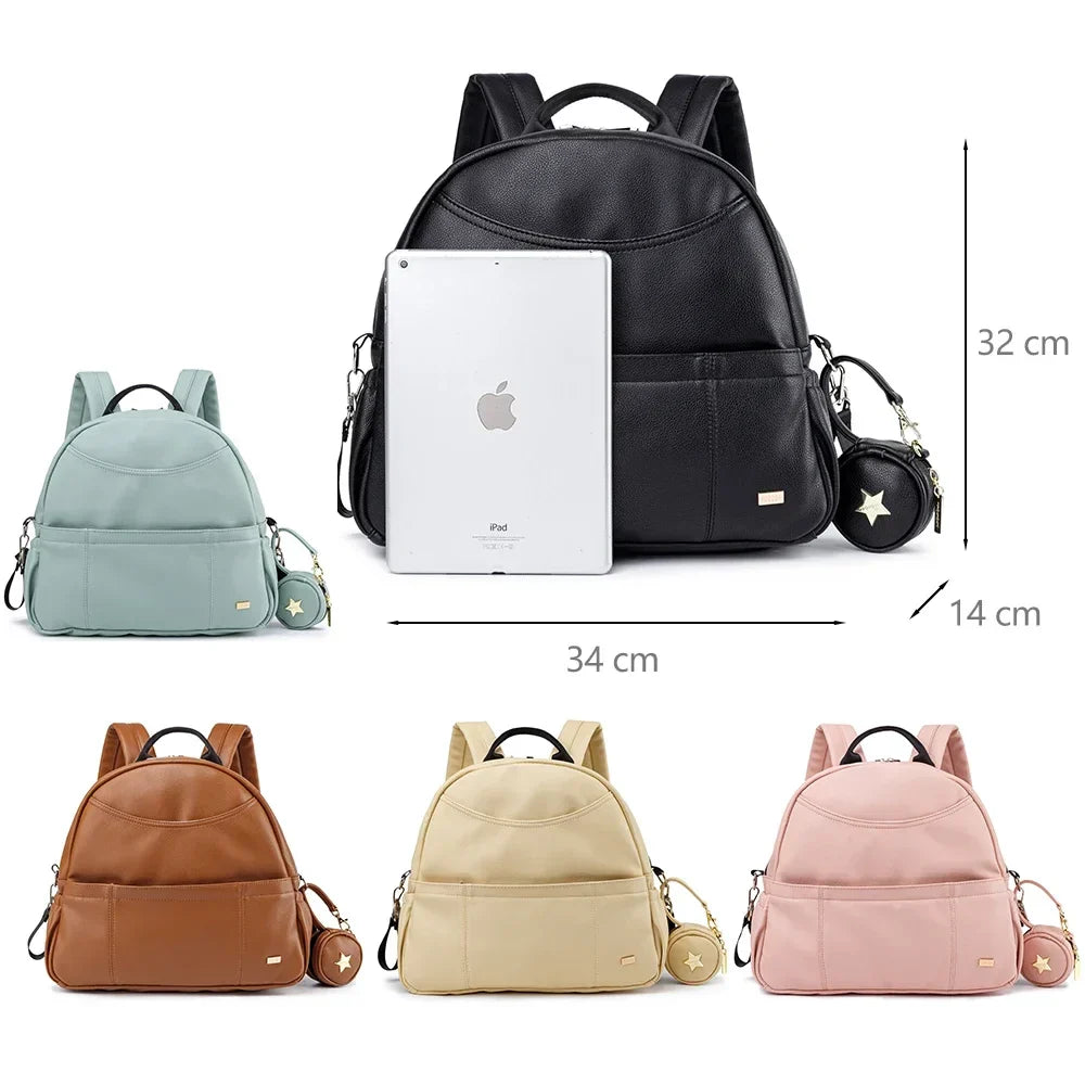 New Fashion PU Black Diaper Backpack for Baby