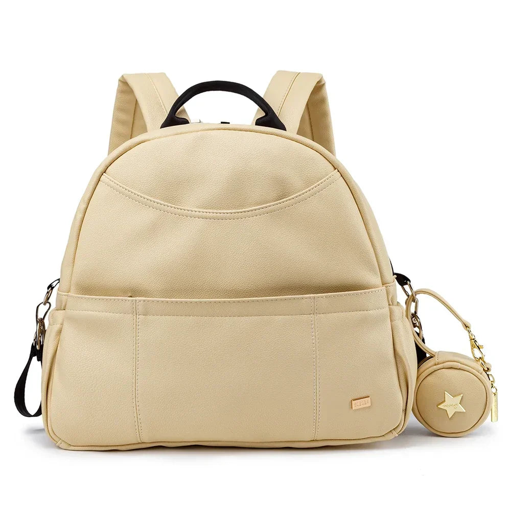 New Fashion PU Black Diaper Backpack for Baby