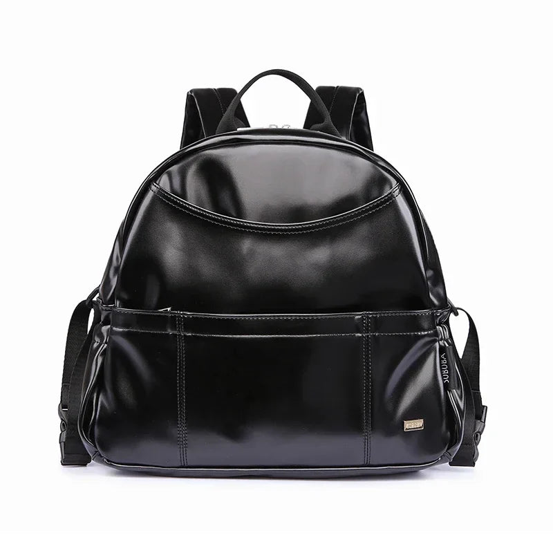 New Fashion PU Black Diaper Backpack for Baby