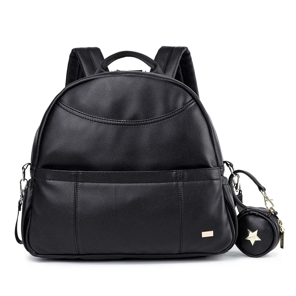 New Fashion PU Black Diaper Backpack for Baby