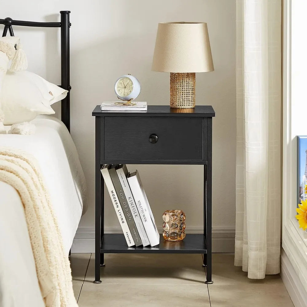 Nightstand, Modern Bedside End Table Set of 2,