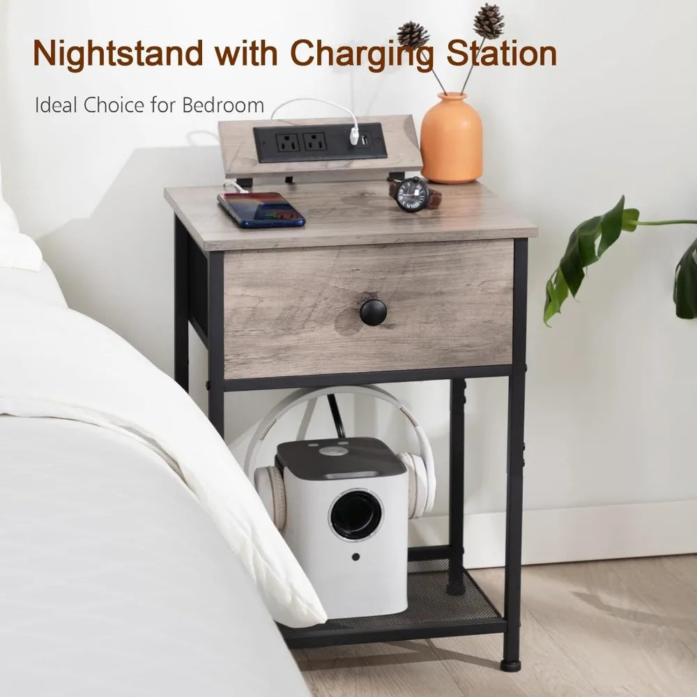 Nightstands Set of 2, Small Night Stands with