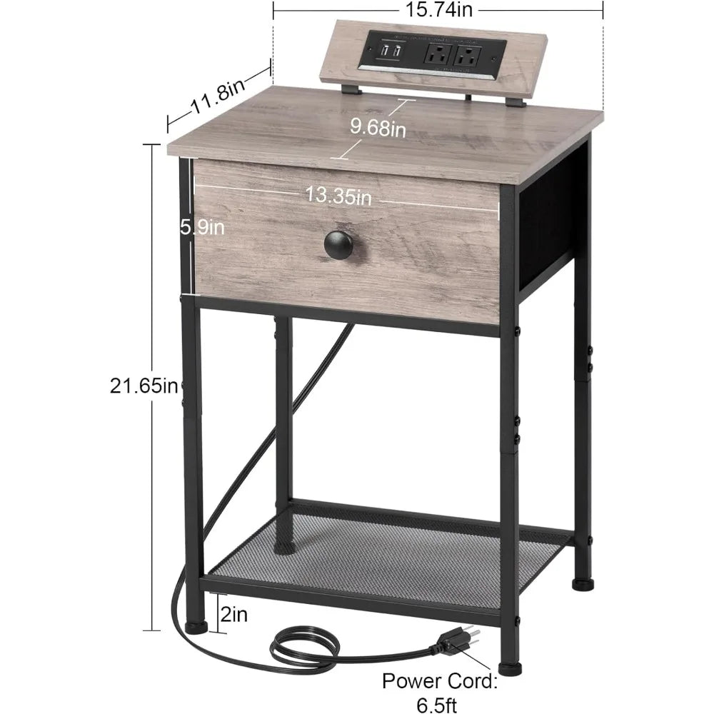 Nightstands Set of 2, Small Night Stands with