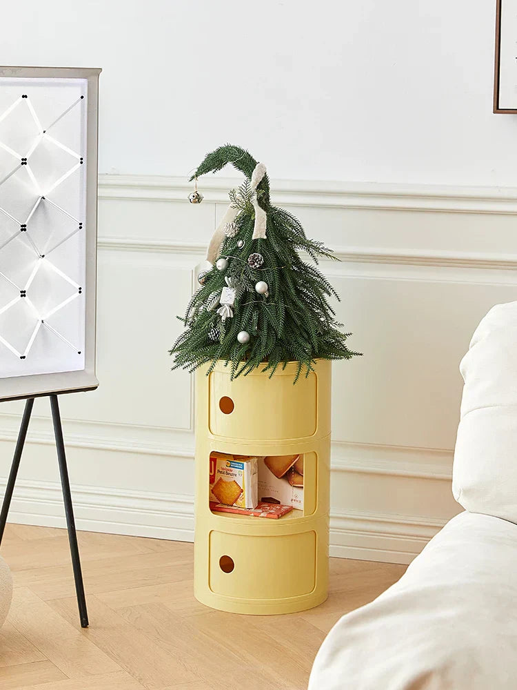 Nordic Bedside Cabinet Small Round Modern Plastic Storage