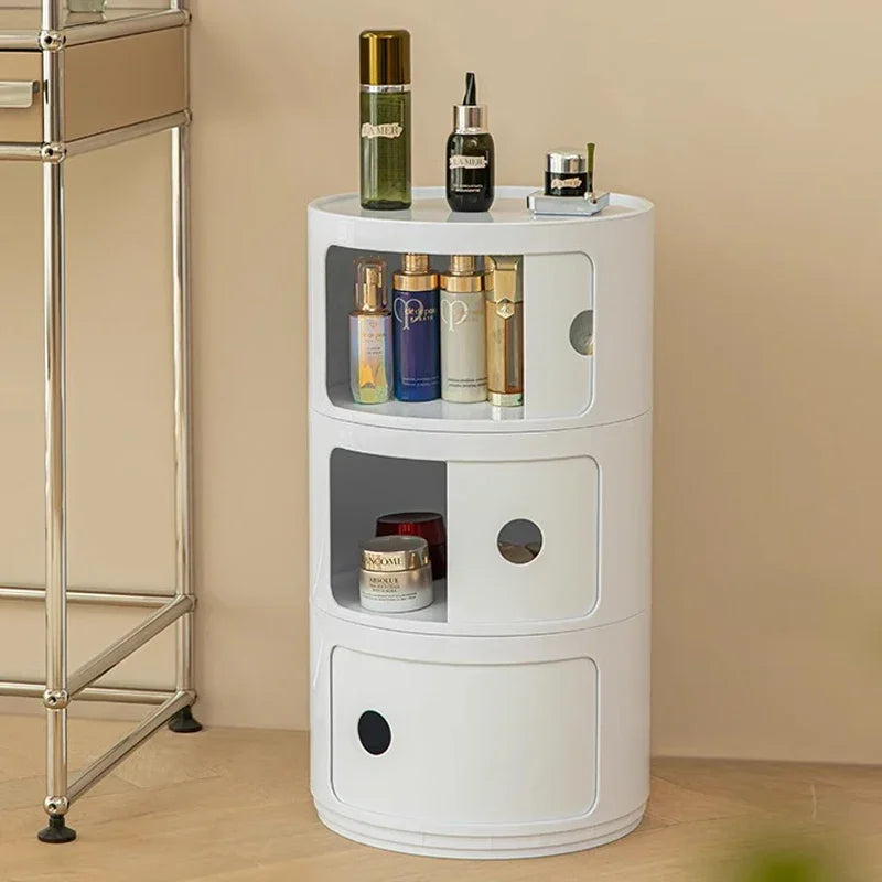 Nordic Bedside Cabinet Small Round Modern Plastic Storage
