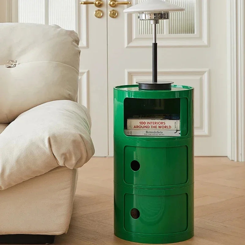 Nordic Bedside Cabinet Small Round Modern Plastic Storage