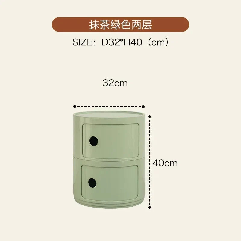 Nordic Bedside Cabinet Small Round Modern Plastic Storage